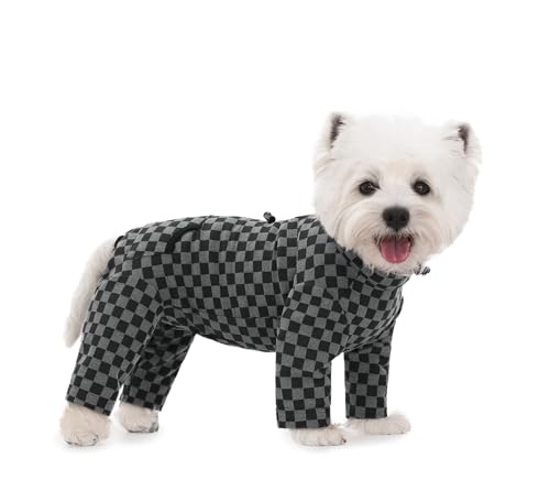 BT Bear Dog Winter Coat, Warm Fleece Dog Cold Weather Coats, Plaid Dog Pajamas, Pullover Dog Jumpsuit