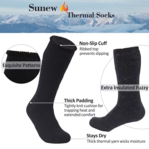 Sunew Heat Thermal Socks, Womens' Winter Outdoor Comfortable Skiing Thermal Socks 2 Pack Black Medium #TOP4