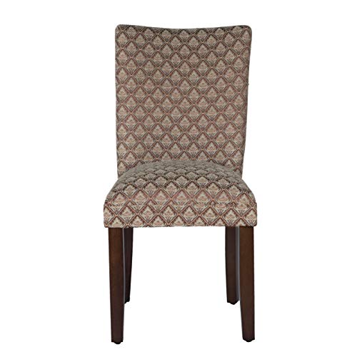Image of Homepop Home Decor |K1136-F662 | Classic Upholstered Parsons Dining Chair | Single Accent Dining Chair, Blue & Brown Damask