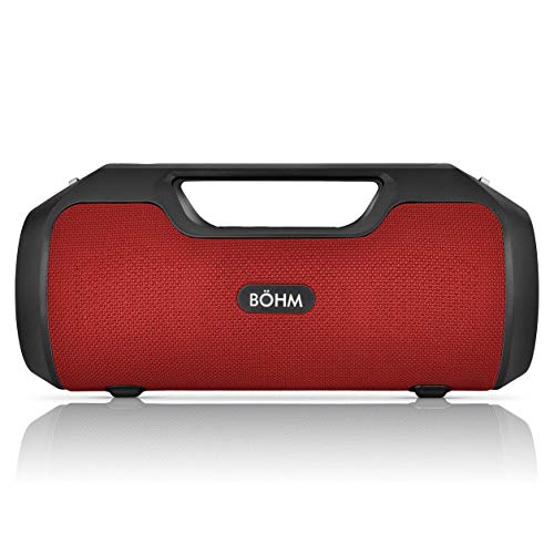 BÖHM Impact Plus Wireless Bluetooth Speaker Water Resistant IPX4 40W Premium HD Sound Powerbank Dual Pairing TWS Stereo - Red/Black