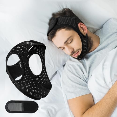 Image of Anti Snoring Devices - Simple and Effective Stop Snoring Solution, Adjustable Breathable Chin Strap for Sleeping for Men and Women, Comfortable Sleep Apnea Devices Chin Strap, Black 51CM