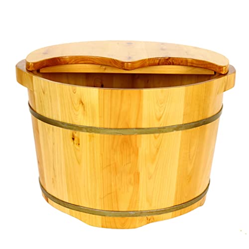 Tina de baño para pies de madera maciza con tapa