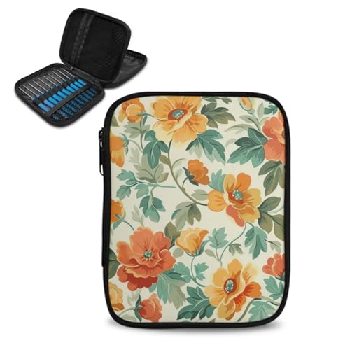 Hudotybom Pink Corgi Crochet Hook Case Travel Organizer Zipper Bag for Various Crochet Hooks Circular Knitting Needles