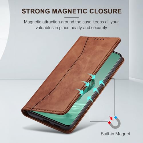 Image of Jasonyu Flip Wallet Case for OnePlus 12,Brown
