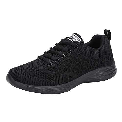 SEVENQI Zapatillas de Deportivos de Running para Mujer Correr Gimnasia Ligero Sneakers Ligero Transpirable(38 EU, Negro)