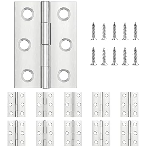Yeepeo 10 Pcs Door Hinges 44mm × 31mm, Stainless Steel Hinges for Wood, Butt Hinges for Internal External Doors Hinges Small with 60 Pcs Screws for Gate, Windows, Closet, Drawer, Boxes Cover