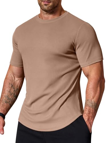 Image of COOFANDY Mens Muscle T Shirts Short Sleeve Slim Fit Tshirts Gym Workout Athletic Crewneck Shirt