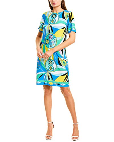 Donna Morgan Petite Short Sleeve Printed Jersey Shift Dress Green/Blue at Amazon Women's Clothing store Donna Morgan Petite Short Sleeve Printed Jersey Shift Dress Green/Blue at Amazon Women's Clothing store