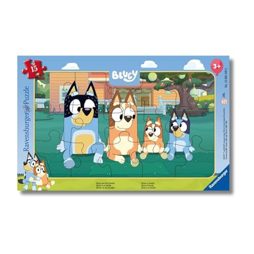 Ravensburger - Bluey, Puzzle Bambini 3+ Anni, 15 Pezzi Con Cornice Inclusa