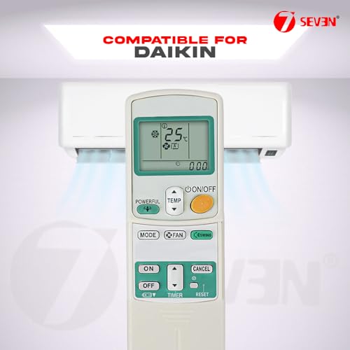 Image of 7SEVEN Compatible with Daikin AC Remote Control Model 92C Suitable for Split and Window 1 1.5 2 Ton Air Conditioner Remote - Match Keys Exactly to Replicate Genuine Remote Function