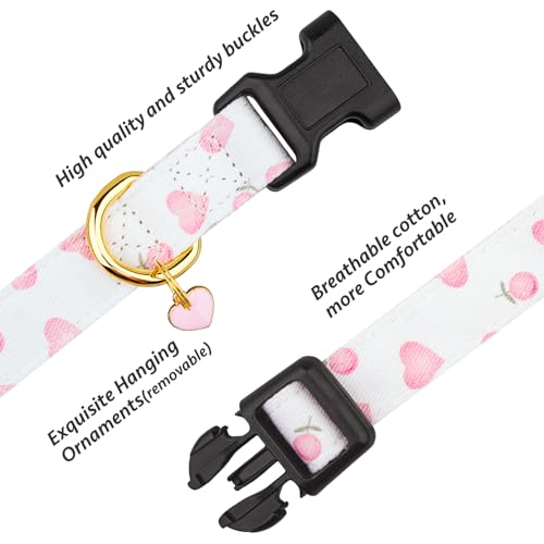 Fyeqyaou WHITE&PINK LOVE HEART With Pendant Cute Dog Collars thumb #1