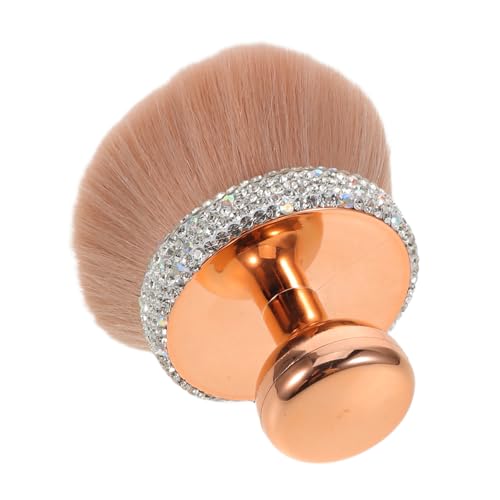 STOBAZA Brocha de Polvos Suelta con Cabezal de Cerdas Densas y Suaves Diseño Lujoso con Incrustaciones de Rhinestones Pincel Compacto para Maquillaje de Viaje y Difuminado de Base y Rubor