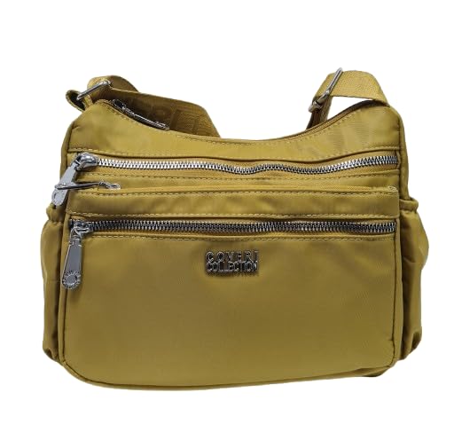 COVERI COLLECTION Borsa a Tracolla in Nylon, 3 Scomparti, Leggera, Tasche Multiple con Zip, Art. 5050-4 Dimensioni 26x20x10 cm