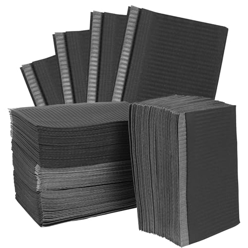 JiuXinYuKeJi125 Pcs Dental Bibs Disposable Dental Bibs 13 x 18 Disposable Dentist Bibss Tattoo Paper Npkins Sheets Waterproof Tattoo Bibss for Nail Tray Cover Table Coverblack)
