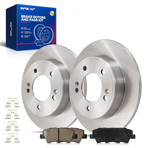 Image of KAX Rear Brake Kit, OE Brake Rotors and Ceramic Brake Pads | Fits Kia Forte 2014-2016, Hyundai Veloster 2012-2016, Hyundai Elantra GT 2013-2016, Kia Forte5 2014-2016, Kia Forte Koup 2014-2016