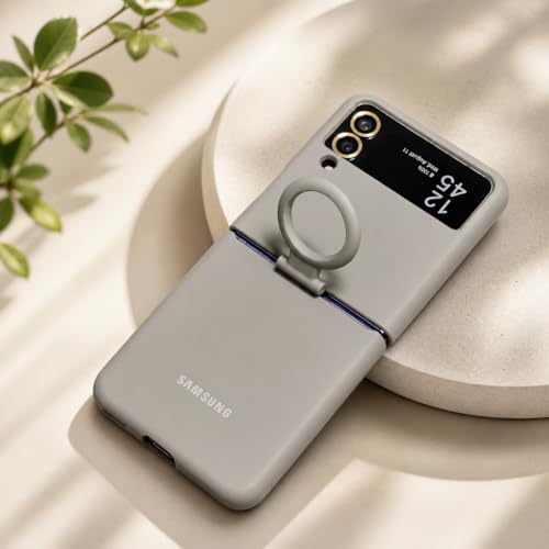 Image of MIDOS Back Cover Compatible with Samsung Z Flip 3 Case Liquid Silicone Full Protection Kickstand Ring Holder Shock Proof Back Cover for Samsung Galaxy Z Flip 3 (Grey)