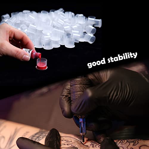 Tattoo Ink Caps With Base - Yuelong 300Pcs Tattoo Ink Cups Disposable Plastic Tattoo Pigment Caps Mixed Size #11 Small #14 Medium #17 Large For Tattoo Ink Tattoo Supplies Tattoo Kits #TOP3