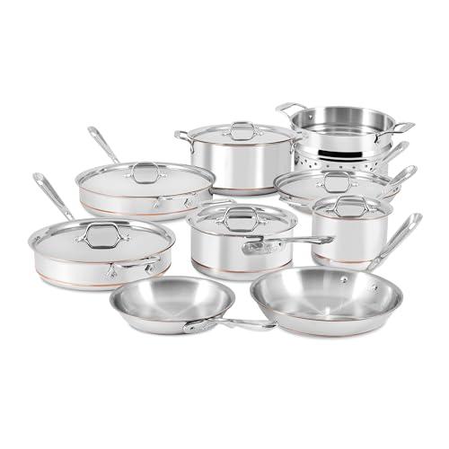 Comparison: Best All Clad Copper Core Stainless Steel Cookware 2 All-Clad Copper Core 5 Ply Stainless Steel Cookware Set 15 Piece, Oven Broiler Safe 600F, Cookware, Stockpot, Pots and Pans Set, Silver