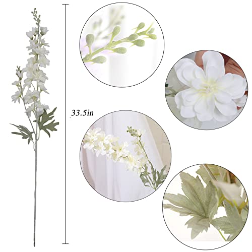 Ipopu 6 Pcs Delphinium Artificial Flowers White Larkspur Artificial Flowers thumb #1
