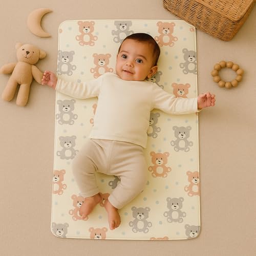 Image of Zikku Baby Printed Quick Dry Fleece Teddy Print Sheet Bed Protector (Size: Large; 100 x 140 cm; White)
