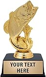 Crown Awards Fishing Trophies with Custom Engraving, 6" Personalized Largemouth Bass Fish Trophy On Black Base 1 Pack