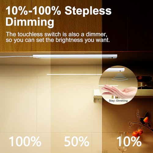 Image of 12 Inch Under Cabinet Lighting High Brightness Linkable LED Light Bar, Hand Wave Activated Motion Lights for Kitchen,Home,Room 5 CCT (2700K-6000K) Stepless Dimmable Closet Light, 350LM 5W