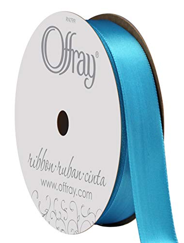 Image of Berwick Offray 262979 5 /8 inch Wide Single Face Satin Ribbon, Island Blue, 6 Yds