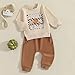 FYBITBO Baby Boys Fall Halloween Clothes Spooky Season Sweatshirt Long Sleeve Shirts Pants Toddler Halloween Outfit Clothing Set (Brown-Spooky Season, 2-3T)