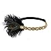 LUOEM Damen Pfau Flapper Stirnband Haarband 1920s Elastisch mit Strass für Party Hochzeit Burlesque Kostüm Accessoire (Golden)