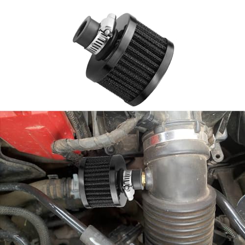 deemars Filtro de Admisión de Aire, Filtro de Aire Frío, Filtro de Admisión de Aire Respiradero Turbo Vent, Crankcase Breather de 12mm Coche Accesorio Universal para Coche y Moto (Negro)