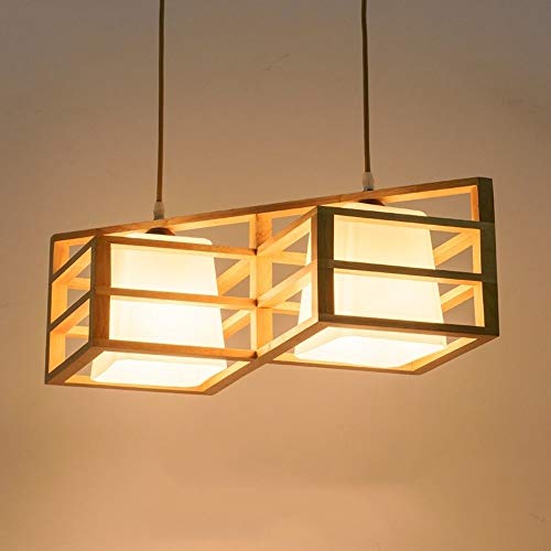 Chandelier en bois massif rectangle japonais pour salle à manger d'architecte