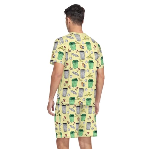 Mens Pajamas Set Summer Short Sleeve Soft Lounge With Pockets2