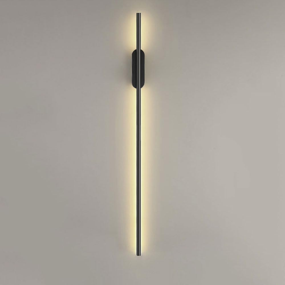SEMANHUA Modern LED Linear Wall Light Long Wall Lamp Black/Gold Hardwired Wall Lamp, 3000K Minimalist Decor Wall Washer for Indoor Bathroom Bedroom Bedside Living Room Hallway (Color : Svart, Size :