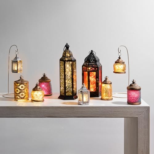 LampLust Gold Mini Lanterns for Centerpieces, 6 Pack LED Star Lantern, Batteries Included, Small Ramadan Lanterns Decorative Indoor, Ramadan Decorations for Home, Table Centerpieces for Party Event - Image 6