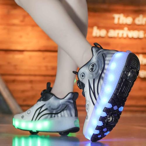 16 LED Light Up Kids Roller Skate Shoes with 2 Detachable Wheels, Sneakers for Boys Girls Birthday Thanksgiving Christmas Day 5