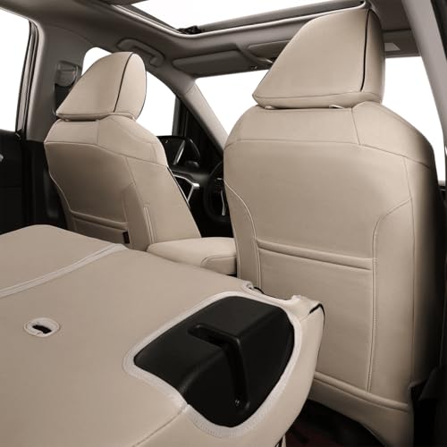 Image of EKR Rav4 Seat Covers Custom Fit for Toyota Rav4 XLE,Platinum,Limited 2013-2018 & SE 2016-2018, Leather Car Seat Cover Full Set for SUV,Faux Leather(Beige)