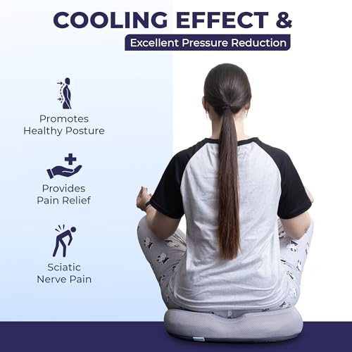 Image of Billebon Orthopedic Memory Foam Donut Pillow for Tailbone Pain| Coccyx Seat Cushion for Piles & Hemorrhoids| Sciatica| Prostate| Post-Natal| Pregnancy Pain Relief| Breathable Mesh Cover - Grey