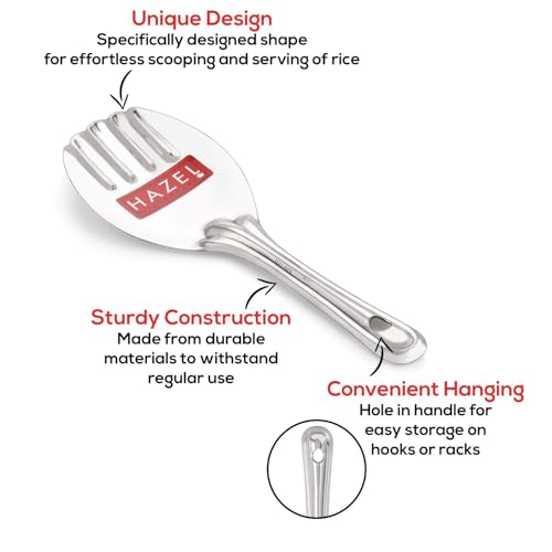 Image of HAZEL Stainless Steel Rice Panja Paddle Scooper Spatula Server Kitchen Utensils