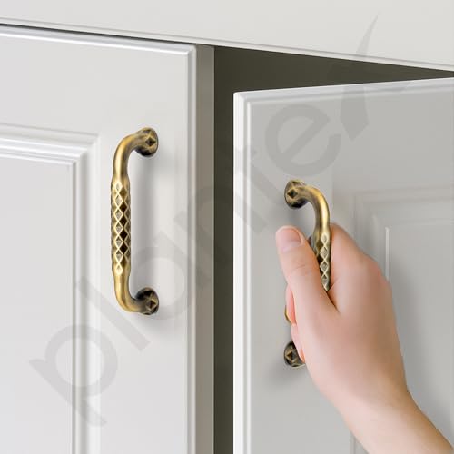 Image of Plantex Cabinet Handle /Kitchen Cabinet Door Handle /Wardrobe /96 mm Cupboard Handle /Door Pull-Push Handle for Home /Office - Pack of 2 (Brass Antique)