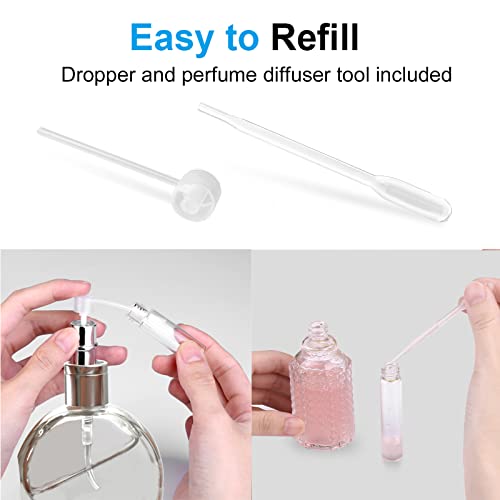 Image of Refillable Travel Perfume Atomizer Bottles, 2 Pcs 10ml Mini Portable Spray Bottles Refillable Perfume Aftershave Atomizer Empty Travel Bottles with Funnel (10ml (Black+Dark Purple))