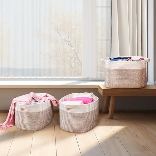 Univivi Woven Baskets for Storage, Decorative Cube Storage Bin for Organizing, 15