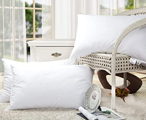 2pk Pair Pillow Goose OR Duck Feather Down Continental TC600 Hypoallergenic White Cushions Square Insert Luxury Deluxe Best Hotel Quality Super Soft Warm & Cosy Anti Allergy (Duck Pillows 2pk)