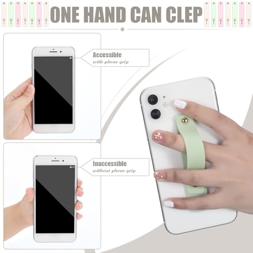 Image of Weewooday 6 Pieces Phone Grip Holder Cell Phone Grip Strap Telescopic Finger Strap Stand Universal Finger Kickstand for Most Smartphones(Mint, White, Light Purple,Classic)