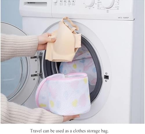 Image of HomeCloud Mesh Laundry Bags | Safeguarding Delicate Fabrics in Your Washing Machine | Set of 5 with Zip Lock for Delicate Clothes, Stockings, Underwear, Bras & Lingerie (D-Pink)