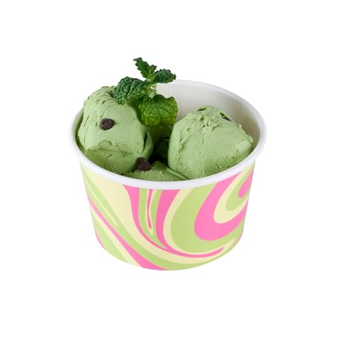 Image of Restaurantware Ice Cream Cups 50 Pack of 8 oz Leak-Resistant Disposable Dessert Bowl Frozen Yogurt Cup Round Paper Container For Cold And Hot Desserts