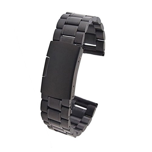 DHMXDC 22mm Width Stainless Steel Strap Metal Band for Motorola Moto 360 2nd Smartwatch and Lg Asus, Urbane, Pebble, Samsung Gear 2 Neo (Modern/Black)