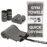 Acteon Microfiber Quick Dry Gym Towel, Silver ION Odor-Free Absorbent Fiber, Fast Drying, Men & Women Workout Gear for Body Sweat, Working Out, Towels Charcoal Grey