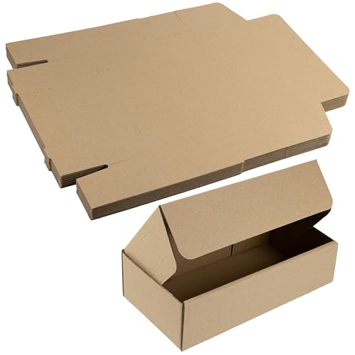 AERZETIX   Pack de 15 Cajas de cartón plegables 200x100x55 mm | cartón ondulado marron | para envíos, embalaje postal, regalos y almacenamiento