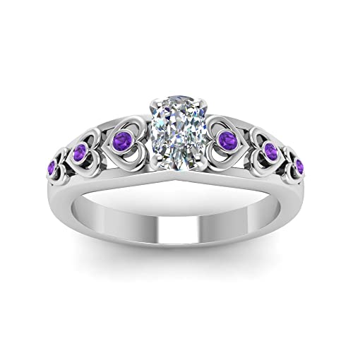 Image of 55Carat Choose Your Gemstone Heart Design Diamond CZ Accent Ring Sterling Silver Cushion Shape Side Stone Engagement Rings Matching Jewelry Wedding Jewelry Easy to Wear Gifts US Size 4 to 12