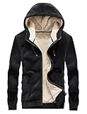 Gihuo Men's Winter Sherpa Lined Hoodie Zip Up Sweatshirt Heavyweight Warm Fleece Jacket (Large, 03 Black)